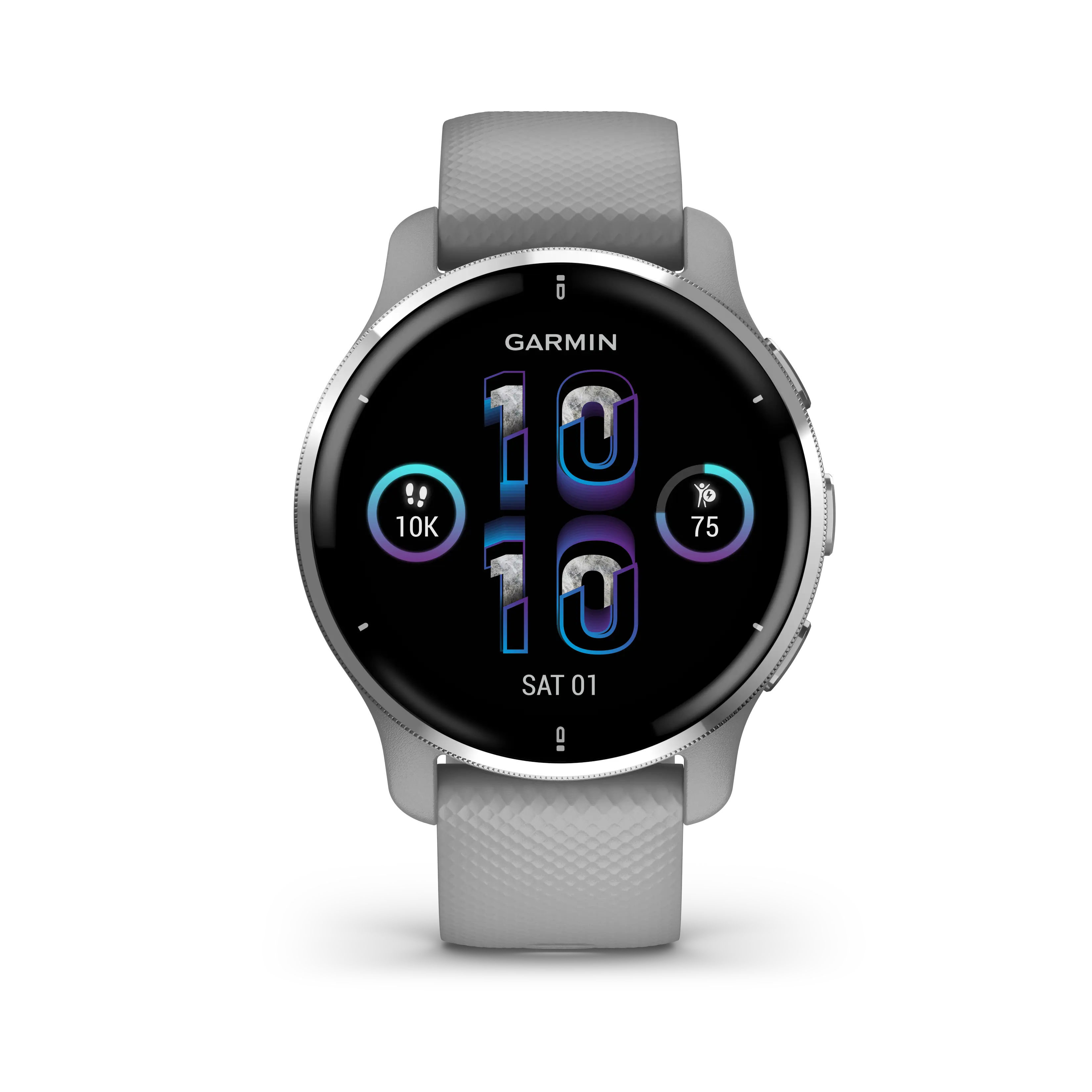 Venu 2 Plus, GPS, Powder Gray + Passivated, WW/EMEA/ANZ fra Garmin