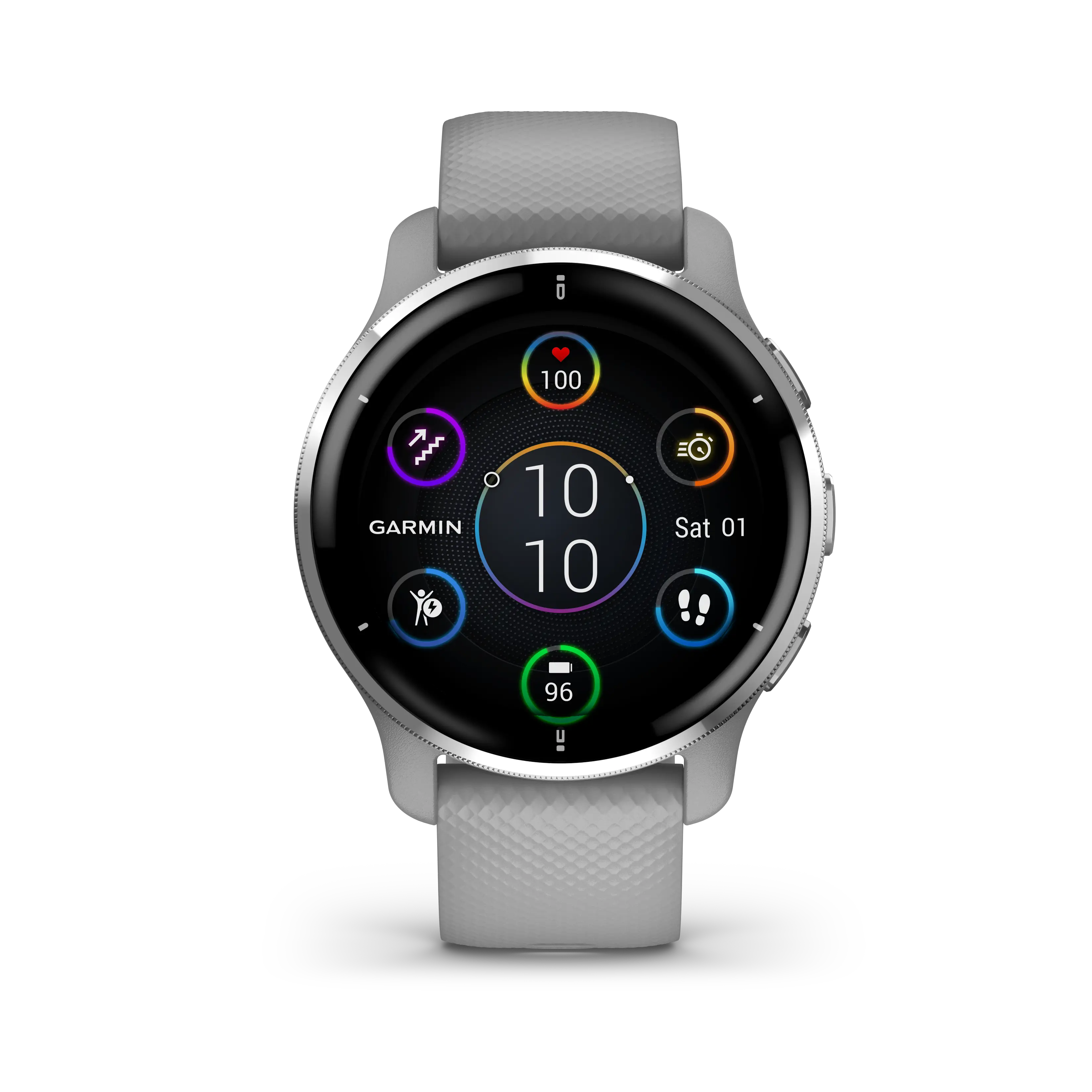 Venu 2 Plus, GPS, Powder Gray + Passivated, WW/EMEA/ANZ fra Garmin