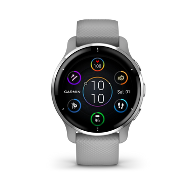 Venu 2 Plus, GPS, Powder Gray + Passivated, WW/EMEA/ANZ fra Garmin