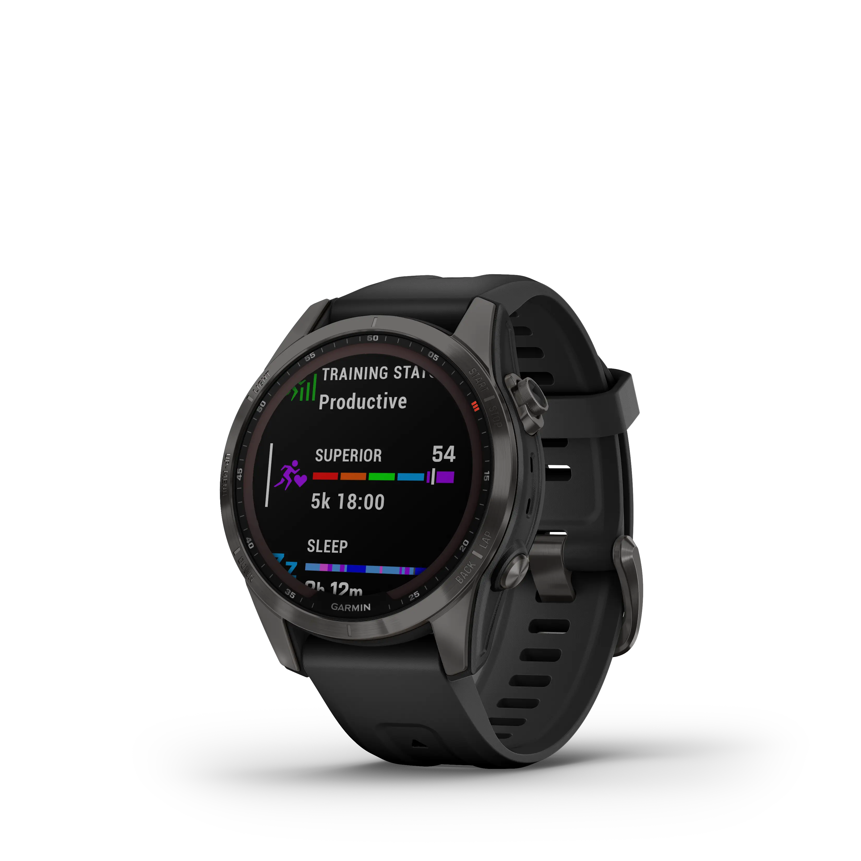 fenix 7S Sapphire Sol,Carbon Gray DLC Ti w/ith Blk Band,EMEA fra Garmin