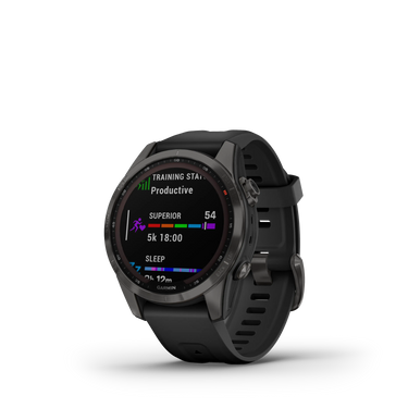 fenix 7S Sapphire Sol,Carbon Gray DLC Ti w/ith Blk Band,EMEA fra Garmin