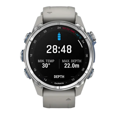 Descent™ Mk3 - 43mm, Rustfrit stål med silikonerem i Fog Gre fra Garmin