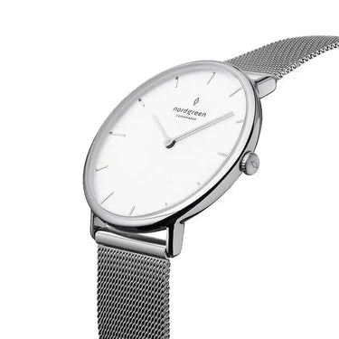 Native // 28mm // Silver// mesh //Silver dial fra Nordgreen