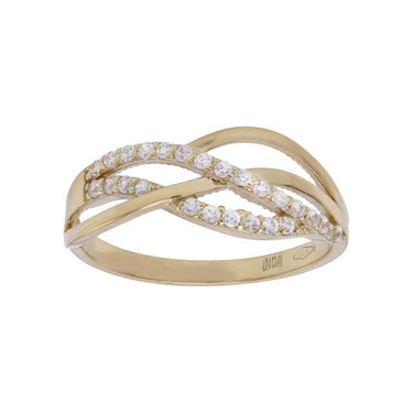 8 kt. guldring med syn. zirkon