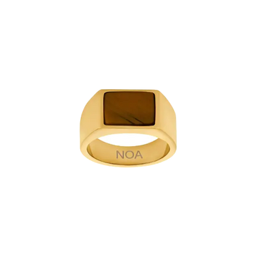 Ring m. Yellow Tiger Eye - Forgyldt Stål fra Son Of Noa