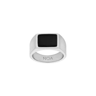 Ring m. Black Agate - Stål fra Son Of Noa