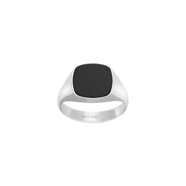 Ring m. Black Agate - Stål fra Son Of Noa
