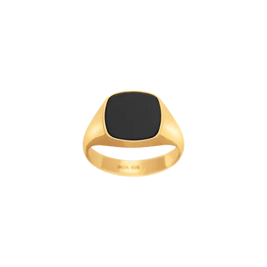 Ring m. Black Agate - Forgyldt Stål fra Son Of Noa