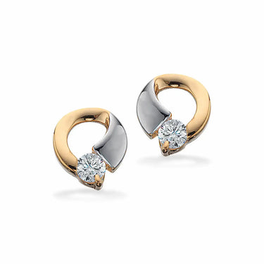 Ørestik m. zirkoner  - 8 kt. Guld/hvidguld fra Scrouples Jewellery