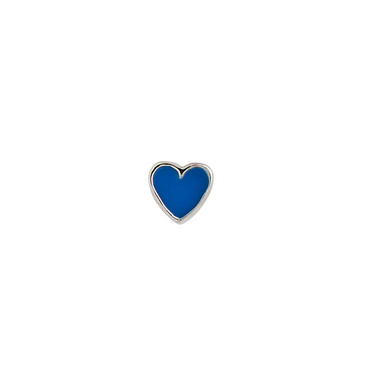 Petit Love Heart Cobalt Blue Enamel Ørestik - Sølv