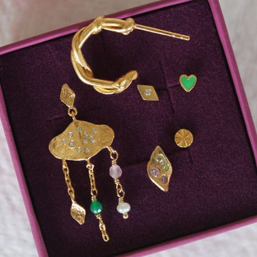 Petit Love Heart Mint Green Enamel - Forgyldt
