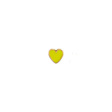 Petit Love Heart Neon Yellow Enamel Ørestik - Forgyldt
