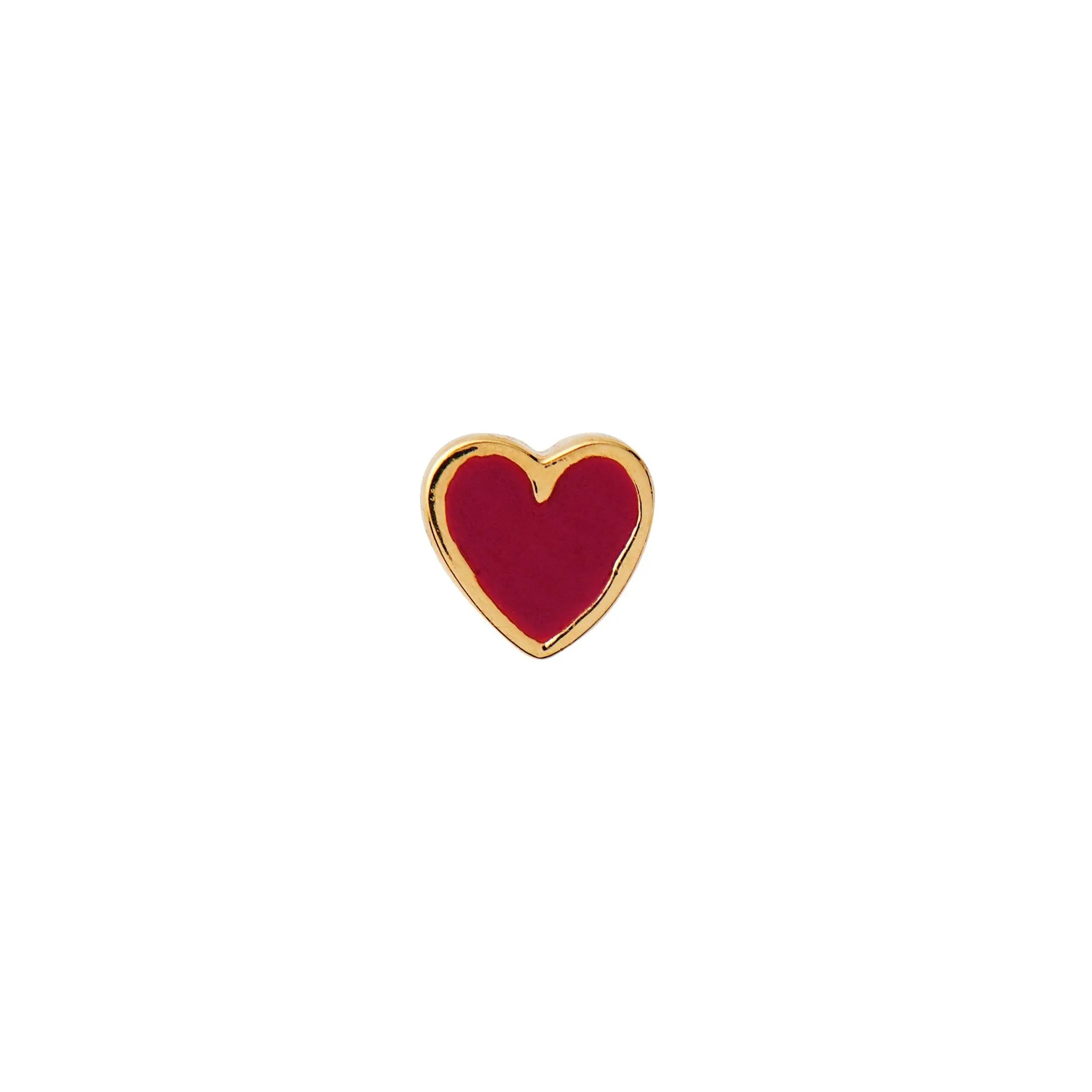 Petit love heart burgundy ørestik - Forgyldt fra Stine A Jewelry