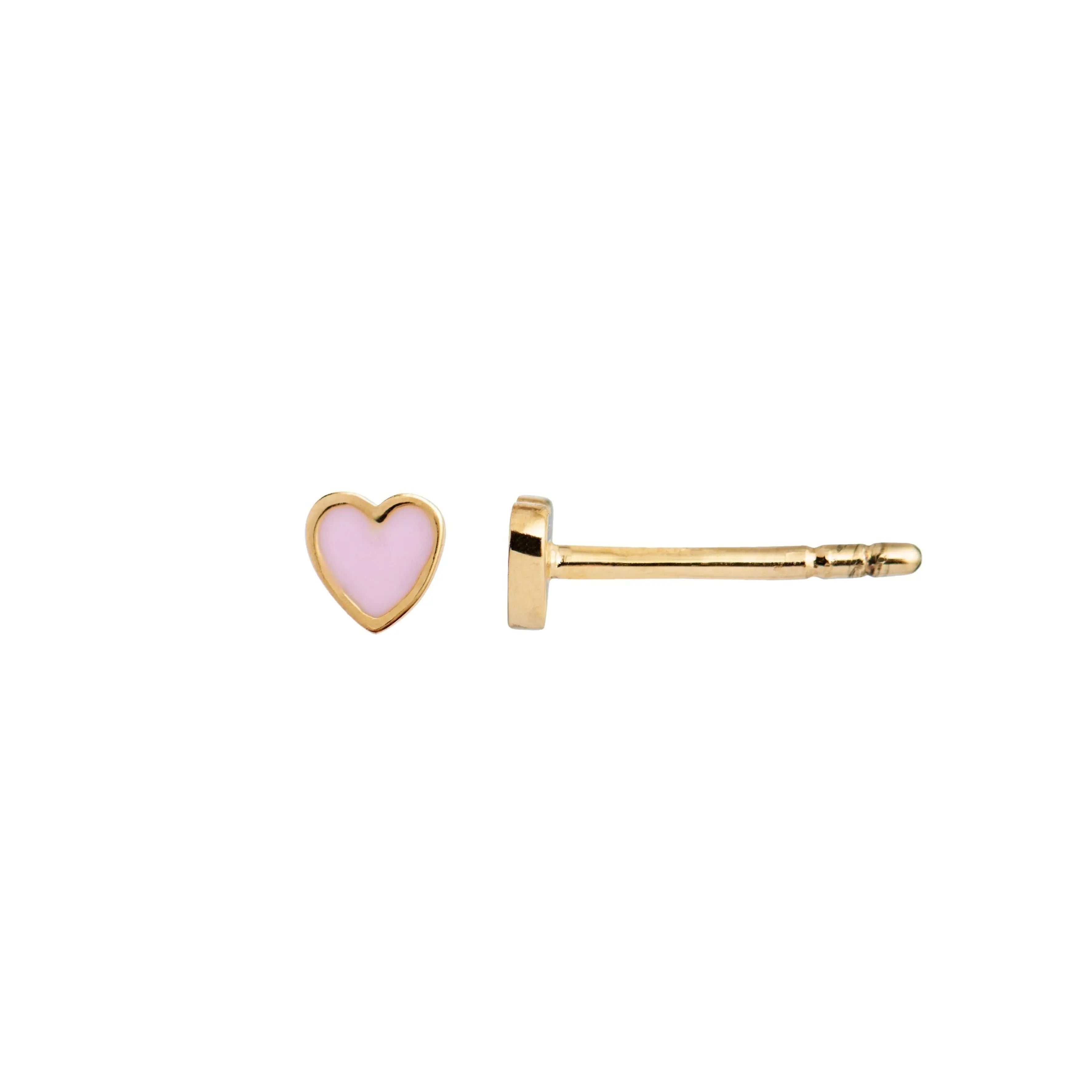 Petit Love Heart Light Pink Ørestik - Forgyldt fra Stine A Jewelry