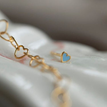 Petit Love Heart Blå Ørering - Forgyldt