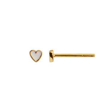 Petit Love White Enamel Ørestik - Forgyldt fra Stine A Jewelry