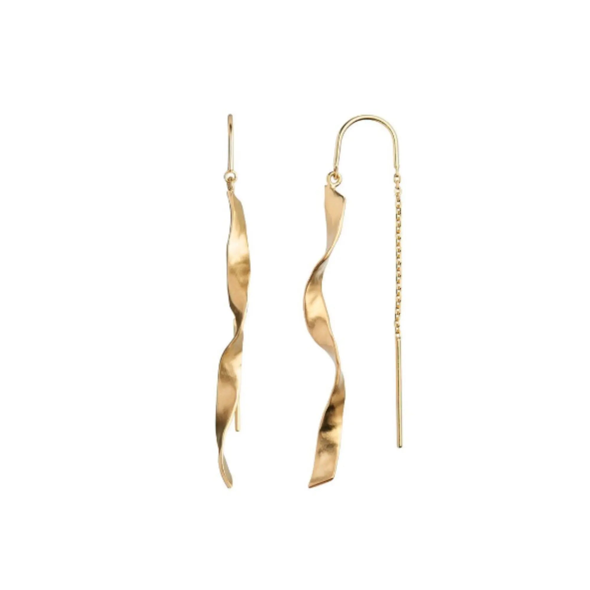 Long Twisted Hammered Ørebøjle - Forgyldt fra Stine A Jewelry