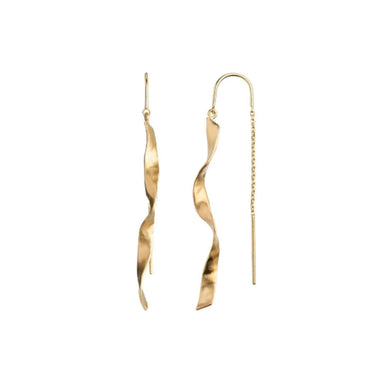Long Twisted Hammered Ørebøjle - Forgyldt fra Stine A Jewelry