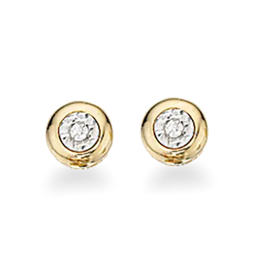 Ørestikker lille donut 0,02 ct. H-W/SI - 8 kt. Guld fra Scrouples Jewellery