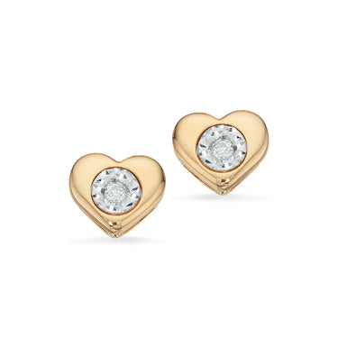Ørestikker lille hjerte 0,02 ct. H-W/SI - 8 kt. Guld fra Scrouples Jewellery