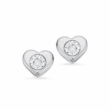Ørestikker lille hjerte 0,02 ct. H-W/SI - 8 kt. Hvidguld fra Scrouples Jewellery