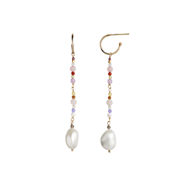 Dangling Baroque Pearl w. Stones Pink Mix Ørering - Forgyldt fra Stine A Jewelry
