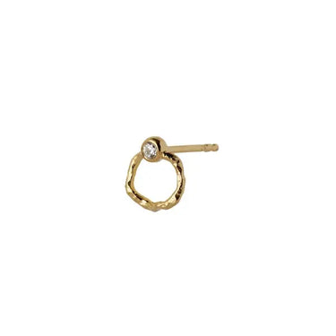 Petit Wavy Circle w. Stone Ørering - Forgyldt fra Stine A Jewelry