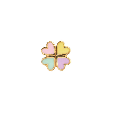Love Heart Clover Enamel Ørering - Forgyldt fra Stine A Jewelry