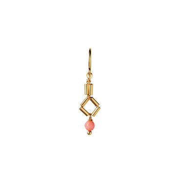 Petit Carré Ørering med Koral - Forgyldt fra Stine A Jewelry