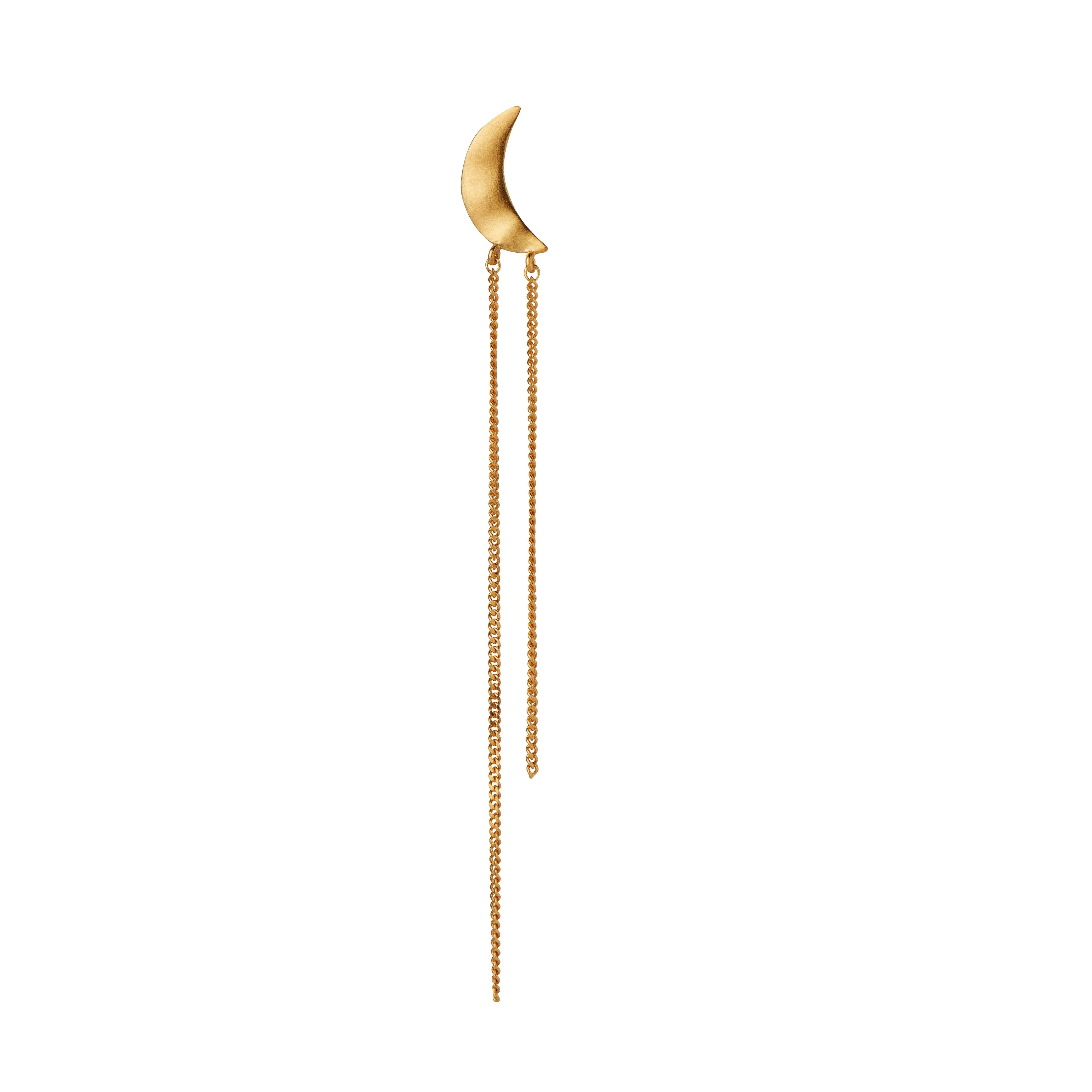 Bella moon ørering with long chains - Forgyldt fra Stine A Jewelry