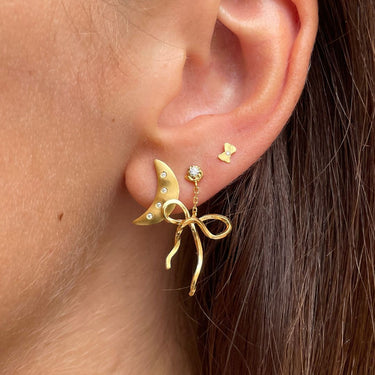 Bella Moon With Four Stones Ørering - Forgyldt fra Stine A Jewelry