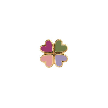 Love Heart Clover Enamel Ørering Pink Fuschia - Forgyldt