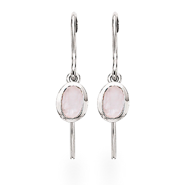 Ørebøjle rosaquartz sølv rh. fra Scrouples Jewellery