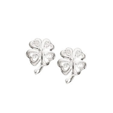 Kløver ørestik m. zirkoner - Sølv fra Scrouples Jewellery