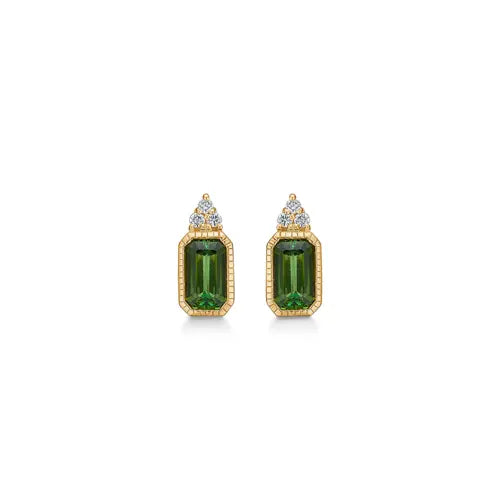 Elvira ørestikker m. grøn turmalin+ 0,03 ct WSI - 14 kt. fra Mads Z Gold Label
