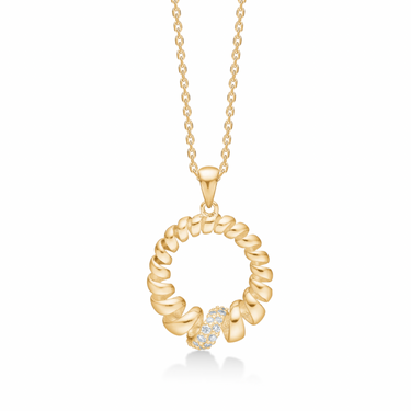 Swirl w. Diamond Vedhæng - 14 kt