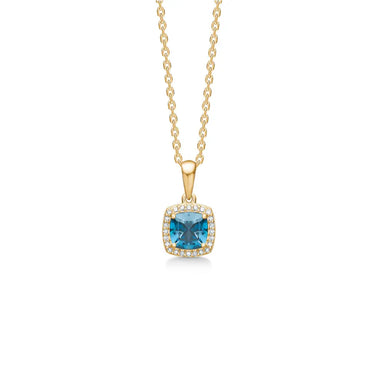 Mona Lisa Vedhæng m. London Blue Topas og 0,045 ct. W/SI - 14 kt. Guld fra Mads Z Gold Label