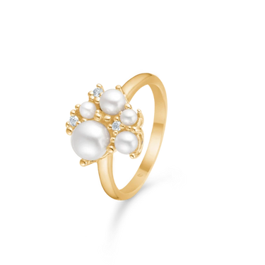 Diamond Cloud Perle Ring m. 0,054 ct.W.SI - 14 kt. Guld