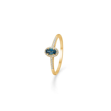 Madeleine ring m. London Blue topas - 14 kt. Guld fra Mads Z Gold Label
