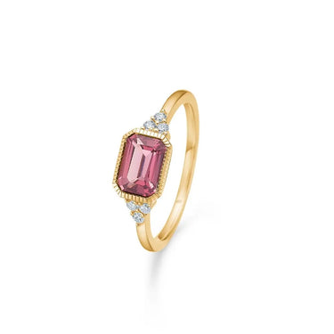 Elvira ring m. pink turmalin+ 0,09ct. W.SI - 14 kt. fra Mads Z Gold Label