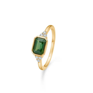 Elvira ring m. grøn turmalin+ 0,09ct. W.SI - 14 kt. fra Mads Z Gold Label