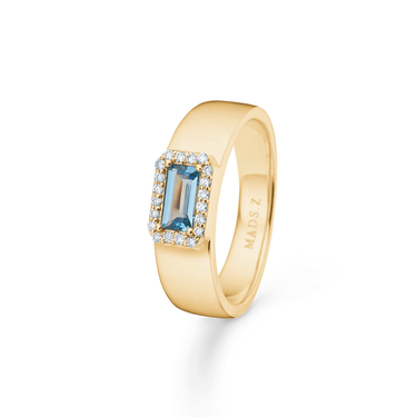Indigo Ring light swiss blue topas - 14 kt Guld fra Mads Z Gold Label
