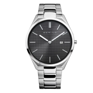 Ultra Slim unisex ur - Sølv/sort fra Bering
