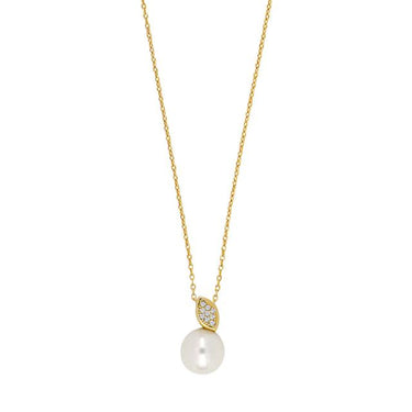 14kt. guldvedh. m/dia. 0.045ct W/SI+perle og forg. fra Siersbøl