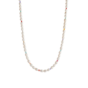 White Pearls And Candy Stones Halskæde - Forgyldt fra Stine A Jewelry