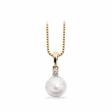Perlevedhæng m. diamant - 14 kt. Guld fra Scrouples Jewellery