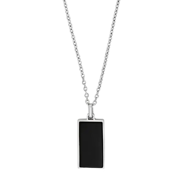 Halskæde m. Black Agate - Stål fra Son Of Noa
