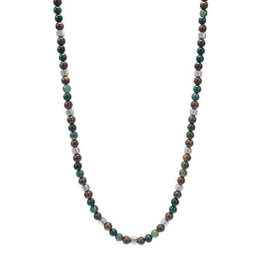 SON Moss Agate/Ilmenite Bronzitite Halskæde - Stål
