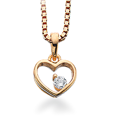 Hjertevedhæng m. zirkoner - 8 kt. Rødguld fra Scrouples Jewellery
