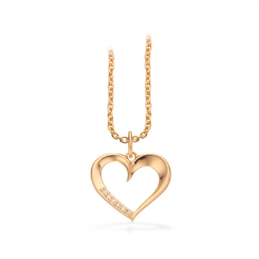 Hjerte  0,03 H-W/SI 8 kt.m/ sølvkæde fra Scrouples Jewellery